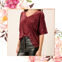 Load image into Gallery viewer, Wine Leo Velvet Burnout Top