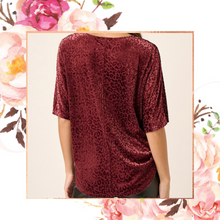 Load image into Gallery viewer, Wine Leo Velvet Burnout Top