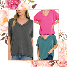 Load image into Gallery viewer, Ribbed Hi-Low V-Neck Top