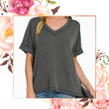 Load image into Gallery viewer, Ribbed Hi-Low V-Neck Top