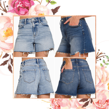 Load image into Gallery viewer, Distressed Hem Denim Shorts