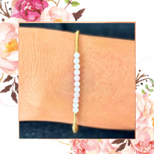 Load image into Gallery viewer, 3mm Pink Opal and 2mm Gold Bead Bracelet