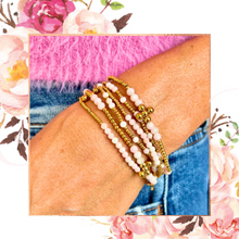 Load image into Gallery viewer, 3mm Pink Opal and 2mm Gold Bead Bracelet