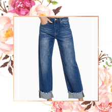 Load image into Gallery viewer, Raw Hem Cuffed Dark Denim