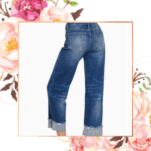 Load image into Gallery viewer, Raw Hem Cuffed Dark Denim