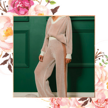 Load image into Gallery viewer, Two-Tone Ribbed Sweater &amp; Pants Set