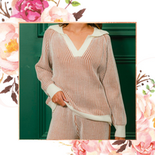 Load image into Gallery viewer, Two-Tone Ribbed Sweater &amp; Pants Set