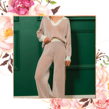 Load image into Gallery viewer, Two-Tone Ribbed Sweater &amp; Pants Set