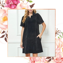 Load image into Gallery viewer, Black Chenille Collared Dress