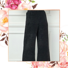 Load image into Gallery viewer, Black Chenille Cropped Wide Pants