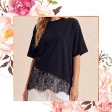 Load image into Gallery viewer, Lace Trimmed Asymmetrical Tee