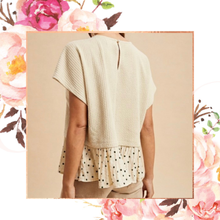 Load image into Gallery viewer, Polka Dot Ruffle Hem Textured Top
