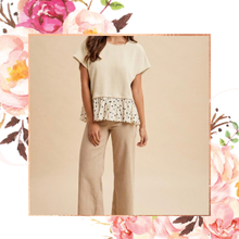 Load image into Gallery viewer, Polka Dot Ruffle Hem Textured Top
