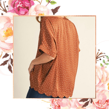 Load image into Gallery viewer, Polka Dot Scalloped Hem Blouse
