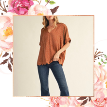 Load image into Gallery viewer, Polka Dot Scalloped Hem Blouse