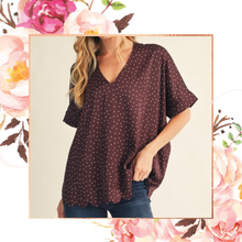 Load image into Gallery viewer, Polka Dot Scalloped Hem Blouse