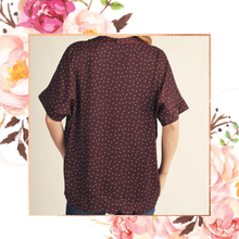 Load image into Gallery viewer, Polka Dot Scalloped Hem Blouse