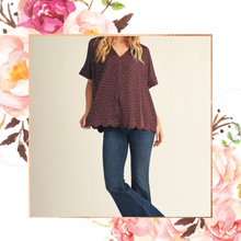 Load image into Gallery viewer, Polka Dot Scalloped Hem Blouse