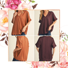 Load image into Gallery viewer, Polka Dot Scalloped Hem Blouse