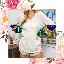 Load image into Gallery viewer, Mardi Foil Ruffle Sleeve Top