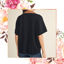 Load image into Gallery viewer, Faux Leather Accent Collared Top