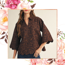Load image into Gallery viewer, Scalloped Suede Leopard Top