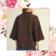 Load image into Gallery viewer, Scalloped Suede Leopard Top
