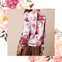 Load image into Gallery viewer, Silky Floral Bow Tie Blouse