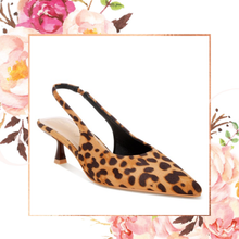Load image into Gallery viewer, Leopard Slingback Kitten Heels