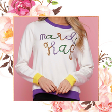 Load image into Gallery viewer, Sequin Mardi Gras LS Knit Sweater