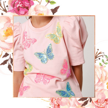 Load image into Gallery viewer, Sequin Butterfly Puff Sleeve Top
