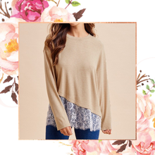 Load image into Gallery viewer, Asymmetrical Lace Brushed Knit Top
