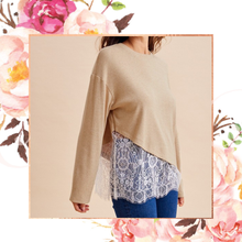 Load image into Gallery viewer, Asymmetrical Lace Brushed Knit Top