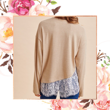 Load image into Gallery viewer, Asymmetrical Lace Brushed Knit Top