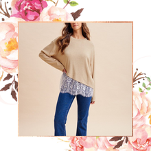 Load image into Gallery viewer, Asymmetrical Lace Brushed Knit Top