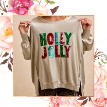 Load image into Gallery viewer, Holly Jolly Sequin Patch Metallic Top