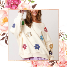 Load image into Gallery viewer, Sequin Flower Patch Pullover