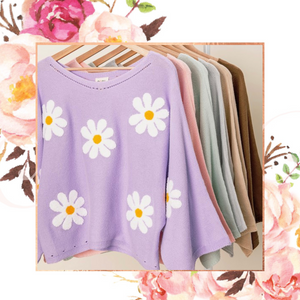 Lav Floral Embroidered Knit