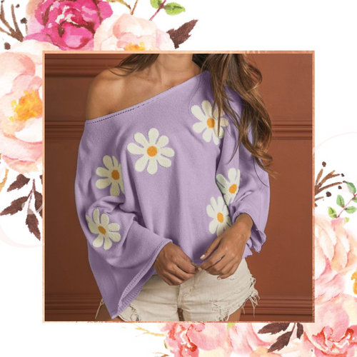 Lav Floral Embroidered Knit