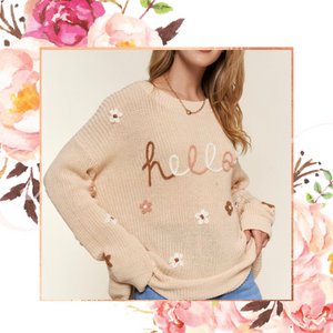 Hello Floral Embroidered Sweater