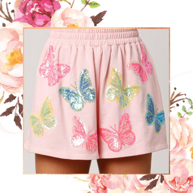 Sequin Butterfly Terry Shorts
