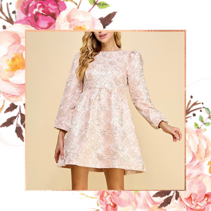 Blush Floral Jacquard Dress