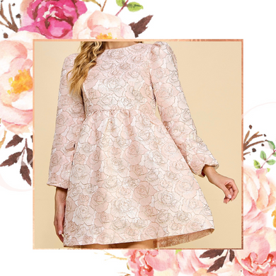 Blush Floral Jacquard Dress