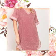 Load image into Gallery viewer, Mauve Mineral Wash Tee Dress