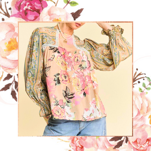 Floral Romance Peasant Babydoll Blouse