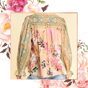 Floral Romance Peasant Babydoll Blouse