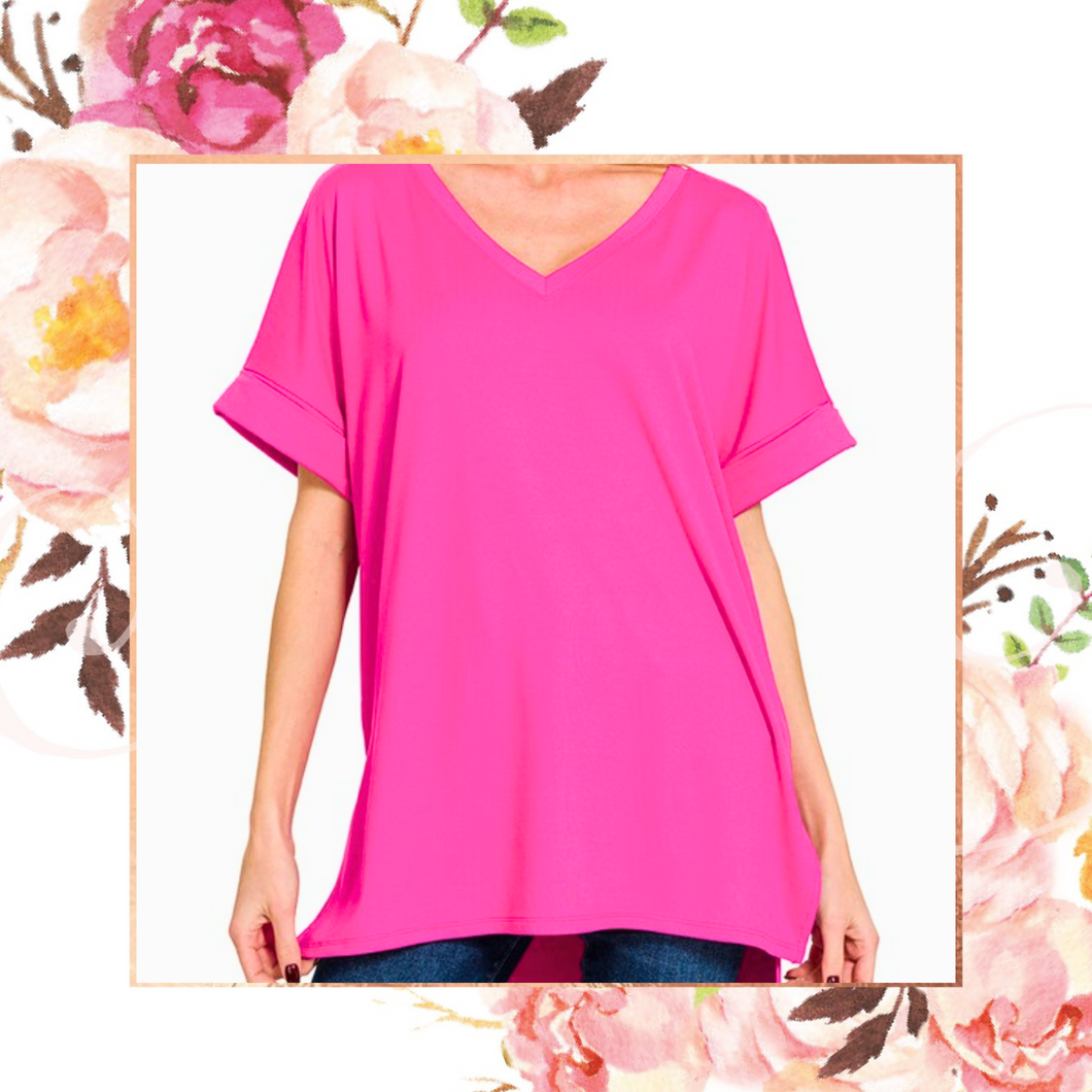 Hot Pink Fav-Z Brushed Tunic Tee