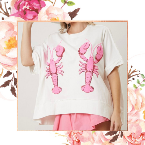 Crawfish Sequin Chenille Patch Tee