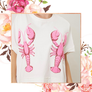 Crawfish Sequin Chenille Patch Tee