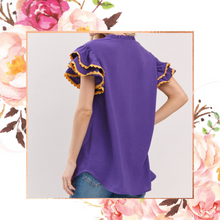 Load image into Gallery viewer, Game Day Ruffle Scallop Sleeve Top
